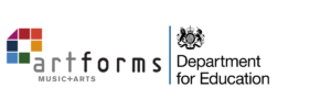 The artforms and department for education logos.