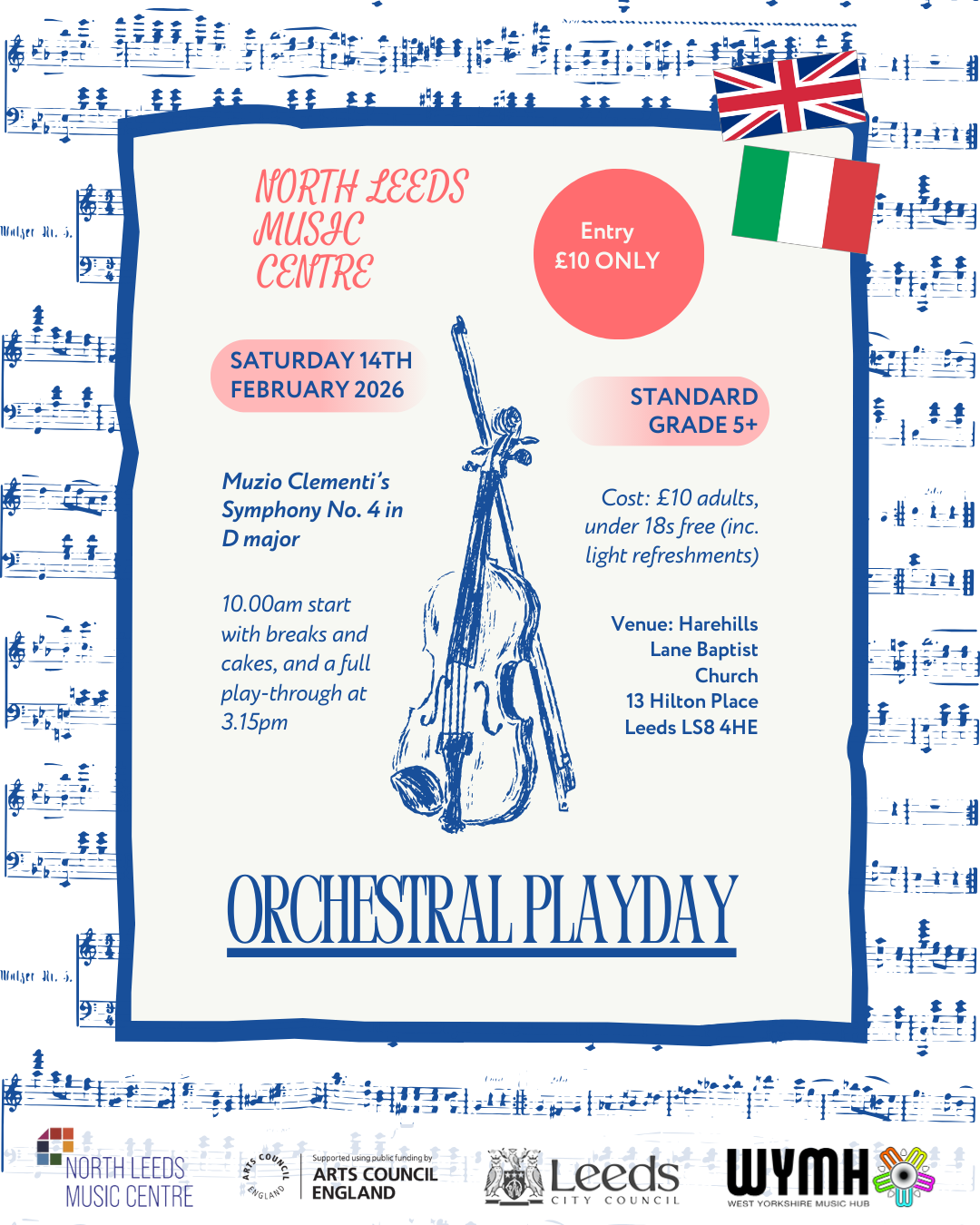 Flyer for the North Leeds Music Centre Orchestral Day. Details are given in the body of the web page.